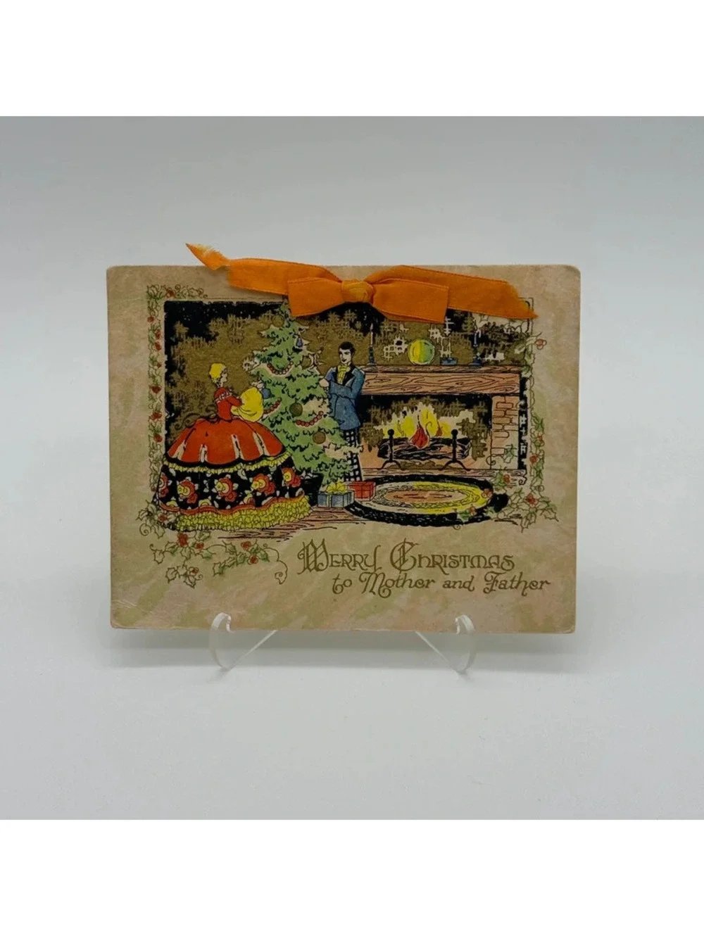 Vintage Christmas Card Textured Stationary Cardstock